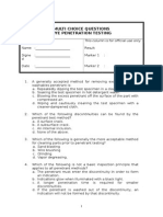 Multi-Choice Questions Dye Penetration Testing.