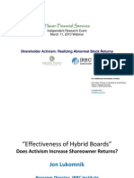 Shareholder Activism - Realizing Abnormal Stock Returns March 11 Webinar