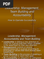 Leadership, Management, Team-Building & Accountability