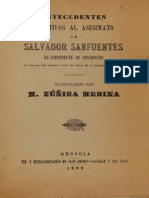 Antecedentes Relativos Al Asesinato de Salvador Sanfuentes Ex-Intendente de Concepción I Coronel Del Ejército Leal de Chile, en La Revolución Del 91. (1892)