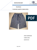 Techpack Woven Checked Shorts (Yarn Dyed) : Specification Sheet