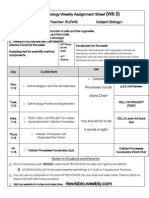 Tornado Biology Weekly Assignment Sheet