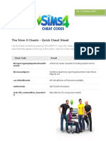 The Sims 4 Cheats - Quick Cheat Sheet