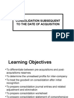 Consolidation Subsequent To The Date of Acquisition