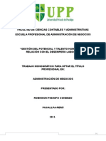 Gestión Del Potencial y Talento Humano. MONOGRAFÍA ROBINSON