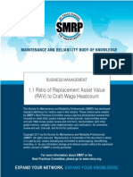 SMRP Metric 1.1 Ratio of Replacement Asset Value (RAV) To Craft-Wage Headcount