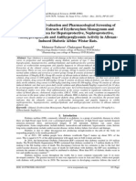 Phytochemical Evaluation and Pharmacological Screening of Ethanolic Leaf Extracts of Erythroxylum Monogynum and Pupalia Lappacea for Hepatoprotective, Nephroprotective, Antihyperlipidemic and Antihyperglycemic Activity in AlloxanInduced Diabetic Albino Wistar Rats.