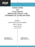 ANALYSIS of Monetary Policy & Commercial Banks of India