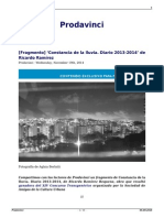 Fragmento Constancia de La Lluvia Diario 2013 2014 de Ricardo Ramirez PDF