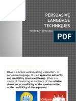 Persuasive Language Techniques: Remember: Write Down The Key Words!