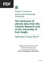 March 31, 2010 - British Parliament Climategate Investigation Report