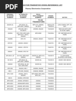 Peavey Semiconductor Cross Reference List