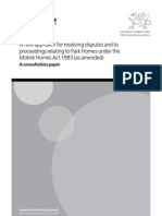 A New Approach For Resolving Disputes and To Proceedings Relating To Park Homes Under The Mobile Homes Act 1983 (As Amended)