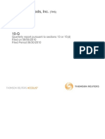 Treehouse Foods, Inc.: Quarterly Report Pursuant To Sections 13 or 15 (D) Filed On 08/06/2010 Filed Period 06/30/2010