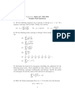 Sample Final Questions: (A) Converge or Diverge As N ? If A