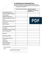 Research Action and Resources Planning Forms