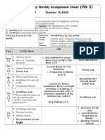 Tornado Biology Weekly Assignment Sheet