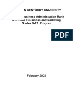 Western Kentucky University Master of Business Administration Rank II or Rank I Business and Marketing Grades 5-12, Program