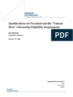 Qualifications For President and The "Natural Born" Citizenship Eligibility Requirement - Congressional Research Service R42097 2016