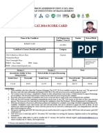 Cat 2014 Score Card: Common Admission Test (Cat) - 2014 Indian Institutes of Management