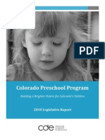 Colorado Preschool Program: 2010 Legislative Report