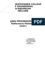 Java Programming Reference Material Unit-I: Sree Venkateswara College of Engineering N.Rajupalem Nellore