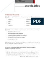 SINTAXIS. Actividades de La Oración Simple