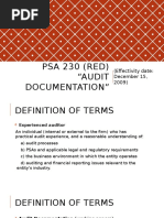 PSA 230 (RED) "Audit Documentation": (Effectivity Date: December 15, 2009)