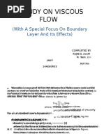 A STUDY ON VISCOUS FLOW (With A Special Focus On Boundary Layer and Its Effects)