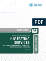 Guidelines: Consolidated Guidelines On HIV Testing Services - 5cs: Consent, Confidentiality, Counselling, Correct Results and Connection