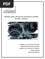 Modelo para Calculo de Inventario Modelo de Lote Minimo