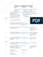 Calendario de Temas y Actividades para Los Jóvenes