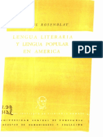 Rosenblat - Lengua Literaria y Lengua Popular en América