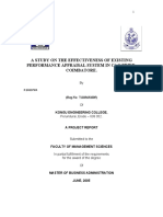 A Study On The Effectiveness of Existing Performance Appraisal System in Cag Pride, Coimbatore