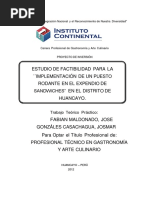 Estudio de Factibilidad para La Implementación de Un Puesto Rodante en El Expendio de Sandwiches en El Distrito de Huancayo.