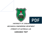 Hardness Test: University of Jordan Mechanical Engineering Department Strength of Materials Lab