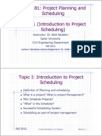 Topic 1 Introduction To Project Scheduling