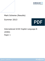 Mark Scheme (Results) Summer 2013: International GCSE English Language B (4EB0) Paper 1