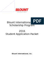 Blount International, Inc. Scholarship Program 2016 Student Application Packet