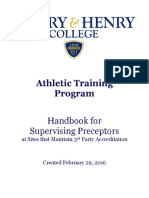 Athletic Training Program: Handbook For Supervising Preceptors