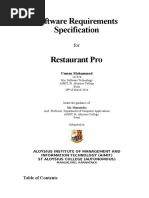 Software Requirements Specification: Restaurant Pro