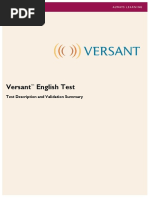 Versa NT English Test Validation DK