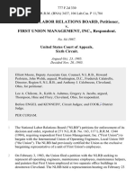 National Labor Relations Board v. First Union Management, Inc., 777 F.2d 330, 1st Cir. (1985)