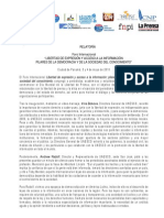 Relatoria Oficial Foro Internacional "Libertad de Expresión y Acceso A La Información: Pilares de La Democracia y de La Sociedad Del Conocimiento" Unesco