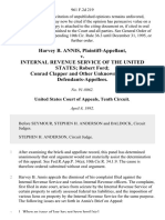 Harvey B. Annis v. Internal Revenue Service of The United States Robert Ford Conrad Clapper and Other Unknown Agents, 961 F.2d 219, 10th Cir. (1992)