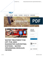 Water Treatment For Off-The-Grid Rainwater Harvesting Systems - Water Organizing Modules (WOMS)