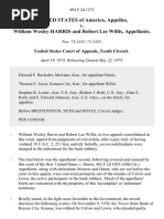 United States v. William Wesley Harris and Robert Lee Willis, 494 F.2d 1273, 10th Cir. (1974)