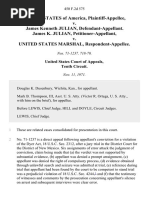 United States v. James Kenneth Julian, James K. Julian v. United States Marshal, 450 F.2d 575, 10th Cir. (1971)