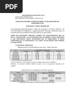 Especificaciones Tecnicas de Materiales de Subbase y Base.