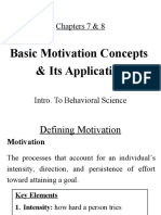 Chapters 7 & 8: Basic Motivation Concepts & Its Application